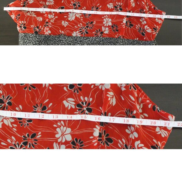 Catos Red Floral Midi Wrap Dress Women's 22W V-Neck Tie Waist Ruffle Tulip Hem - Picture 6 of 7